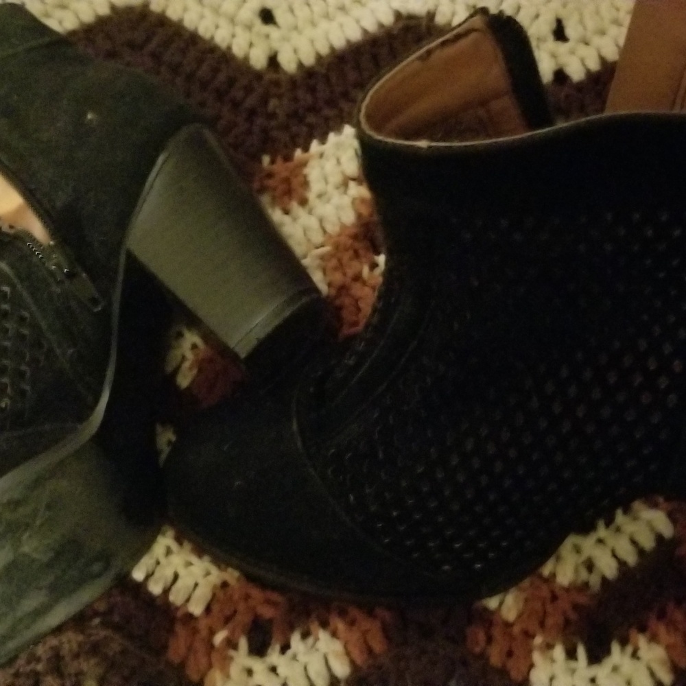 Perforated Suede Ankle Boots